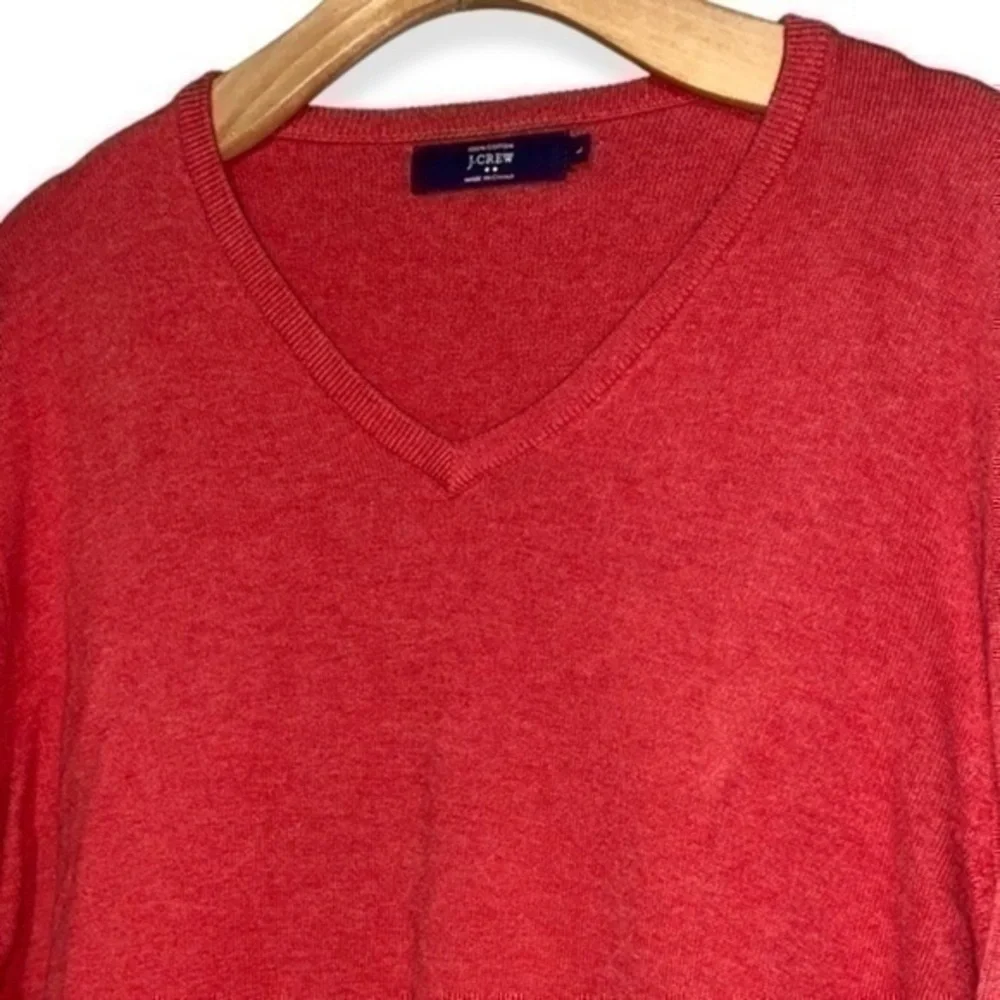 J. Crew Men’s Size L Red Cotton V-Neck Pullover Sweater